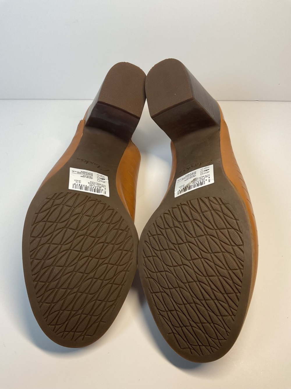 Clarks Leather Slingback Heels Tan Open Toe Comfort Sandals Women’s 9.5 - Picture 8 of 10